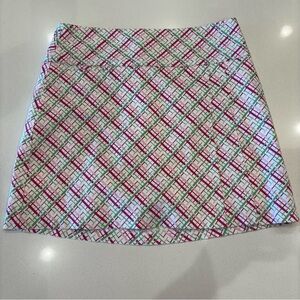 Lady Hagen Pink and Green Geometric Mini Skirt